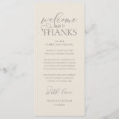"Welcome and Thanks" Classy Reception Guest Card Programmakaart (Voorkant)