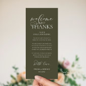 "Welcome and Thanks" Classy Reception Guest Card Programmakaart