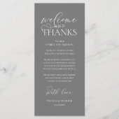 "Welcome and Thanks" Classy Reception Guest Card Programmakaart (Voorkant)
