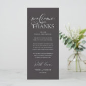 "Welcome and Thanks" Classy Reception Guest Card Programmakaart (Staand voorkant)