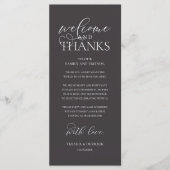 "Welcome and Thanks" Classy Reception Guest Card Programmakaart (Voorkant)