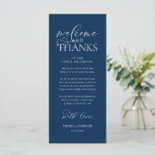 "Welcome and Thanks" Classy Reception Guest Card Programmakaart (Staand voorkant)
