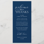 "Welcome and Thanks" Classy Reception Guest Card Programmakaart (Voorkant)