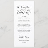 "Welcome and Thanks" Elegant Reception Guest Card Programmakaart (Voorkant)