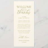 "Welcome and Thanks" Elegant Reception Guest Card Programmakaart (Voorkant)