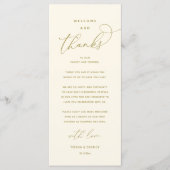 "Welcome and Thanks" Elegant Reception Guest Card Programmakaart (Voorkant)