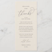 "Welcome and Thanks" Elegant Reception Guest Card Programmakaart (Voorkant)