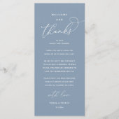 "Welcome and Thanks" Elegant Reception Guest Card Programmakaart (Voorkant)