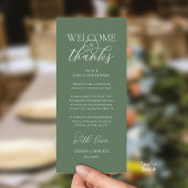 "Welcome and Thanks" Elegant Reception Guest Card Programmakaart
