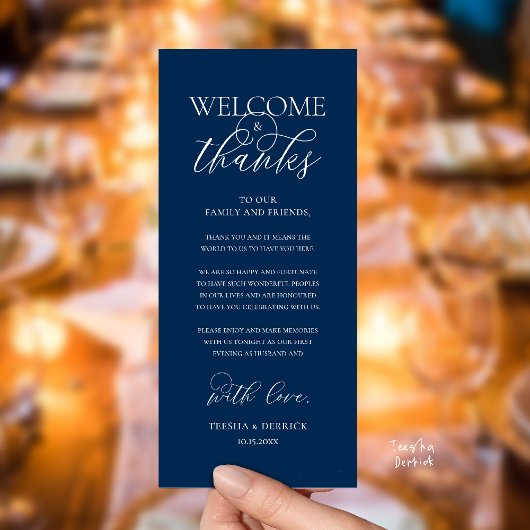 "Welcome and Thanks" Elegant Reception Guest Card Programmakaart