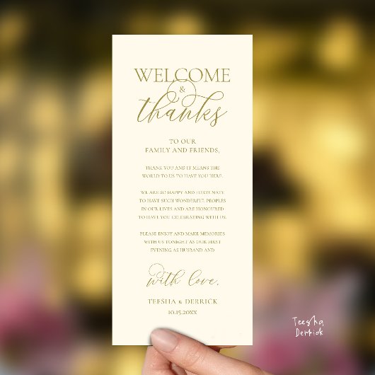 "Welcome and Thanks" Elegant Reception Guest Card Programmakaart