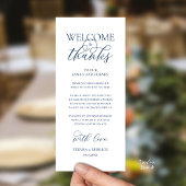 "Welcome and Thanks" Elegant Reception Guest Card Programmakaart