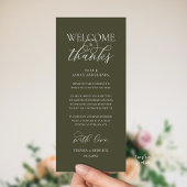 "Welcome and Thanks" Elegant Reception Guest Card Programmakaart