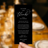 "Welcome and Thanks" Elegant Reception Guest Card Programmakaart