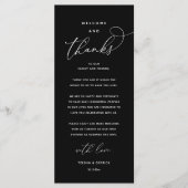 "Welcome and Thanks" Elegant Reception Guest Card Programmakaart (Voorkant)