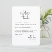 Welcome and Thanks, Place Setting Thank You Card Programmakaart (Staand voorkant)