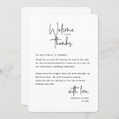 Welcome and Thanks, Place Setting Thank You Card Programmakaart (Voorkant / Achterkant)