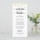 "Welcome and Thanks" Rustic Reception Guest Card Programmakaart (Staand voorkant)