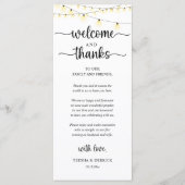 "Welcome and Thanks" Rustic Reception Guest Card Programmakaart (Voorkant)