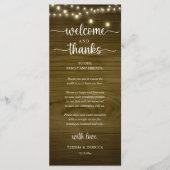 "Welcome and Thanks" Rustic Reception Guest Card Programmakaart (Voorkant)