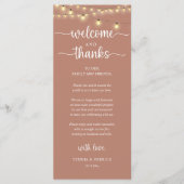 "Welcome and Thanks" Rustic Reception Guest Card Programmakaart (Voorkant)