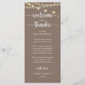 "Welcome and Thanks" Rustic Reception Guest Card Programmakaart (Voorkant)