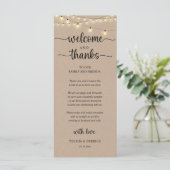 "Welcome and Thanks" Rustic Reception Guest Card Programmakaart (Staand voorkant)