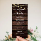 "Welcome and Thanks" Rustic Reception Guest Card Programmakaart