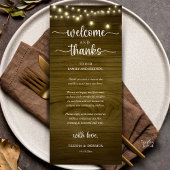 "Welcome and Thanks" Rustic Reception Guest Card Programmakaart