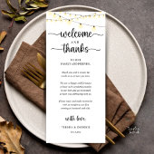 "Welcome and Thanks" Rustic Reception Guest Card Programmakaart