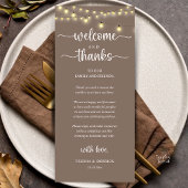 "Welcome and Thanks" Rustic Reception Guest Card Programmakaart