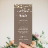 "Welcome and Thanks" Rustic Reception Guest Card Programmakaart