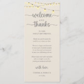 "Welcome and Thanks" Rustic Reception Guest Card Programmakaart (Voorkant)
