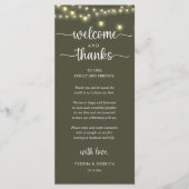 "Welcome and Thanks" Rustic Reception Guest Card Programmakaart (Voorkant)