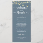 "Welcome and Thanks" Rustic Reception Guest Card Programmakaart (Voorkant)