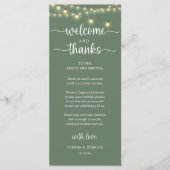 "Welcome and Thanks" Rustic Reception Guest Card Programmakaart (Voorkant)