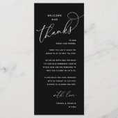 Welcome and Thanks, Wedding Dinner Thank You Card Programmakaart (Voorkant)