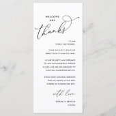 Welcome and Thanks, Wedding Dinner Thank You Card Programmakaart (Voorkant)