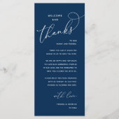 Welcome and Thanks, Wedding Dinner Thank You Card Programmakaart (Voorkant)