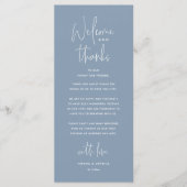 Welcome and Thanks, Wedding Dinner Thank You Card Programmakaart (Voorkant)
