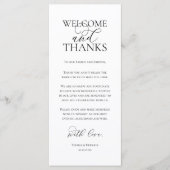 Welcome and Thanks Wedding Dinner Thank You Card Programmakaart (Voorkant)