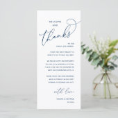 Welcome and Thanks, Wedding Dinner Thank You Card Programmakaart (Staand voorkant)