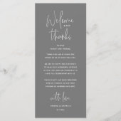 Welcome and Thanks, Wedding Dinner Thank You Card Programmakaart (Voorkant)