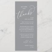 Welcome and Thanks, Wedding Dinner Thank You Card Programmakaart (Voorkant)