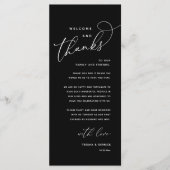 Welcome and Thanks, Wedding Dinner Thank You Card Programmakaart (Voorkant)