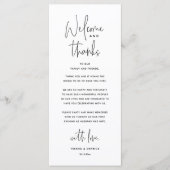 Welcome and Thanks, Wedding Dinner Thank You Card Programmakaart (Voorkant)