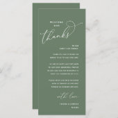 Welcome and Thanks, Wedding Dinner Thank You Card Programmakaart (Voorkant / Achterkant)