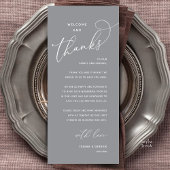 Welcome and Thanks, Wedding Dinner Thank You Card Programmakaart