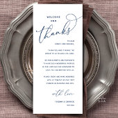 Welcome and Thanks, Wedding Dinner Thank You Card Programmakaart