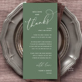 Welcome and Thanks, Wedding Dinner Thank You Card Programmakaart